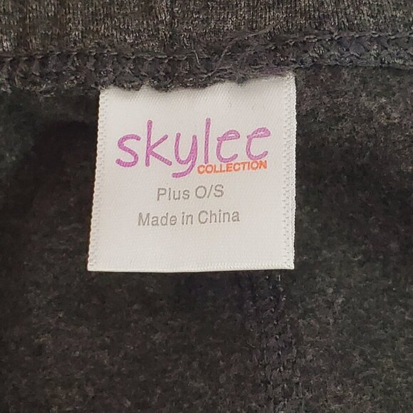 Skylee Collection Fleece-Lined Plus Size Leggings Dark Gray Stretchy & Comfy - Picture 5 of 8